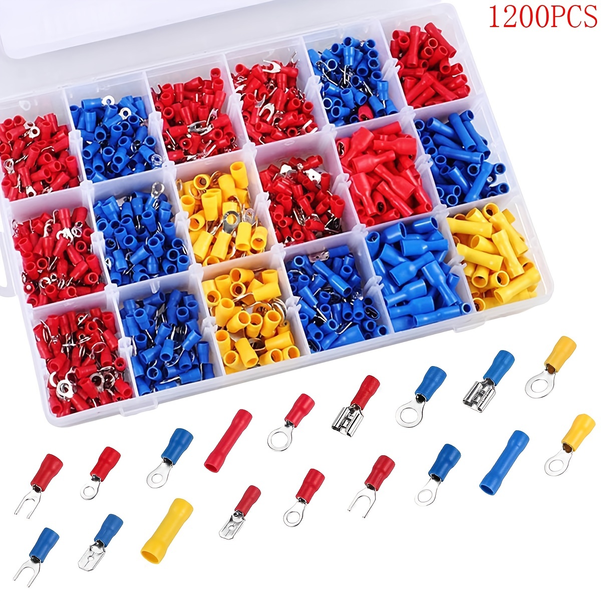  1200PCS Electrical Connector Kit-Sopoby Automotive Insulated  CrimpTerminals Connectors for Wiring Mixed Ring Fork Spade Butt Connector  Set : Industrial & Scientific