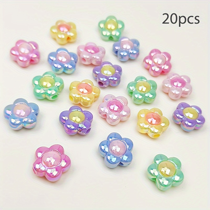 20pcs Vibrant Sweet Acrylic Flower Beads - Color - Ideal For Diy Bracelets, Necklaces, Earrings & More - Assorted Varieties To Spark Your Imagination