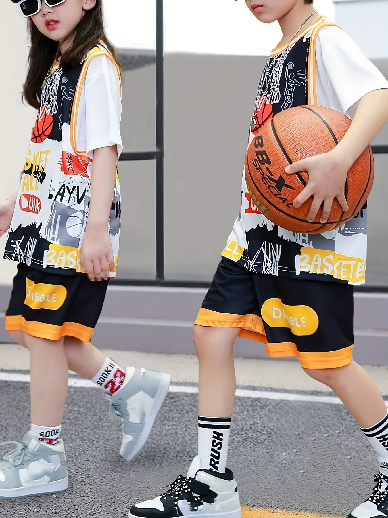 2Pcs Summer Boys Basketball Clothes Children Shorts Sleeve Quick Dry Sports  Sets