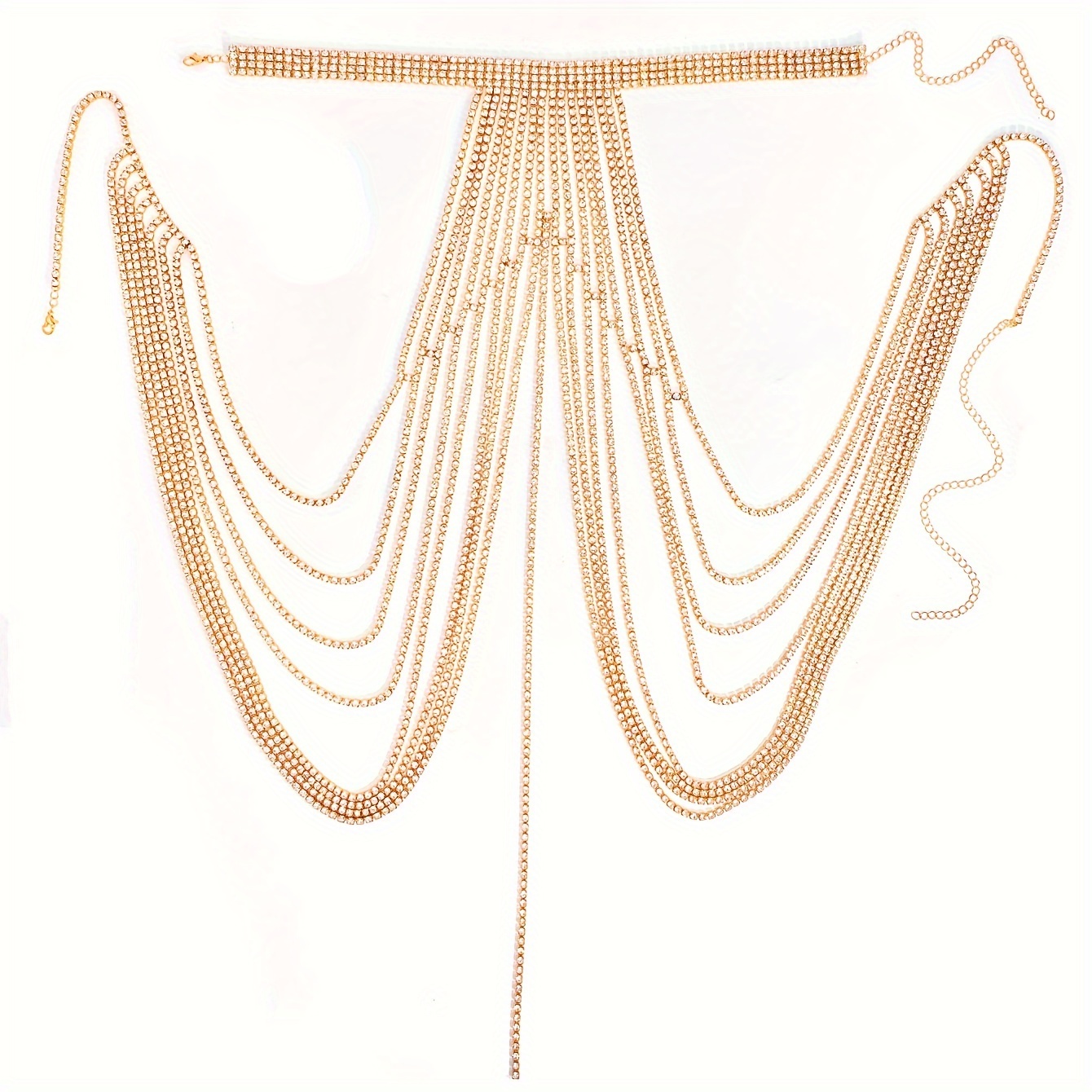 Sexy Shiny Jewelry Full Body chain Harness Crystal Bra Set Tassel