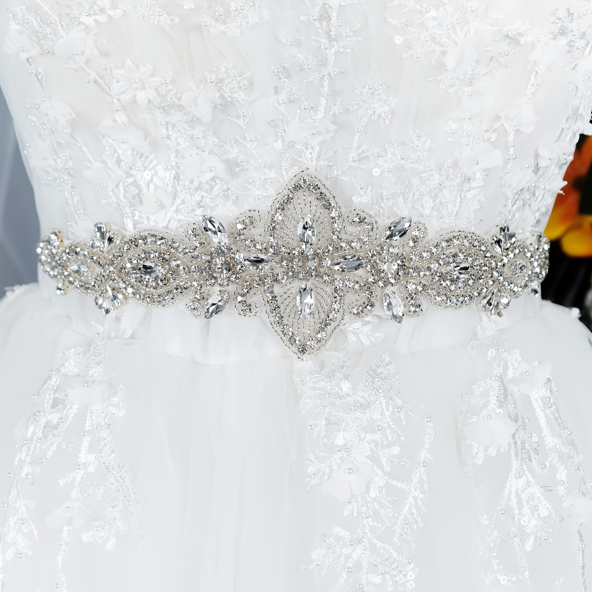 Bridal Wedding Rhinestone Satin Belt Green Dress Imitation - Temu