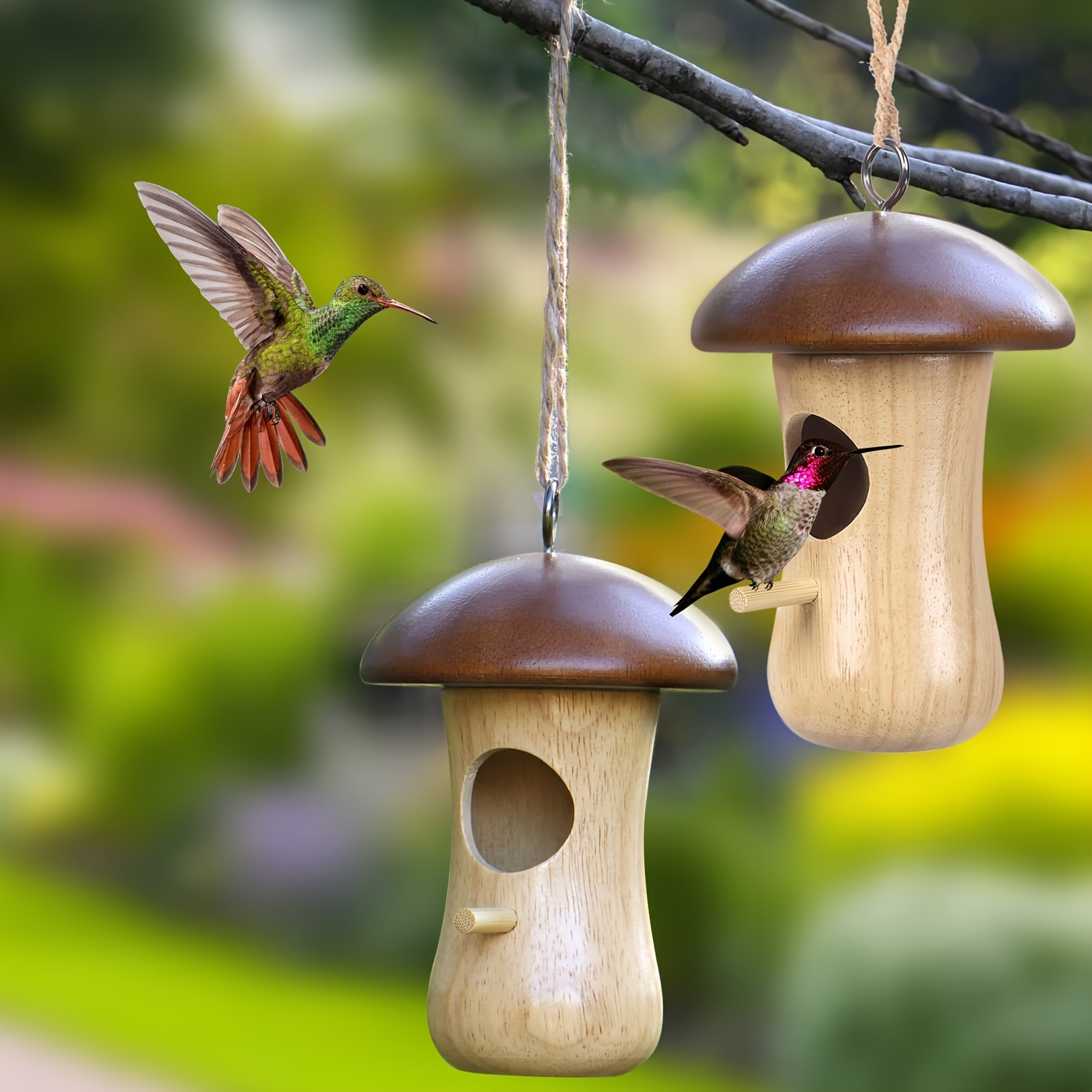 HTOOQ Maison pour colibris, nichoirs tissés à la main en herbe pour  suspendre à l'extérieur, cabane à oiseaux naturelle pour l'extérieur,  nichoirs pour Audubon Finch Canary Chickadee 