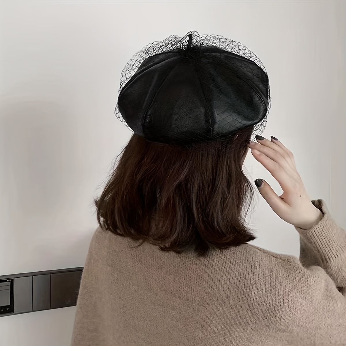 Elegant Black Mesh Beret Sweet Mesh Veil Beret Cap Elegant Women Lady French Style  main image 3