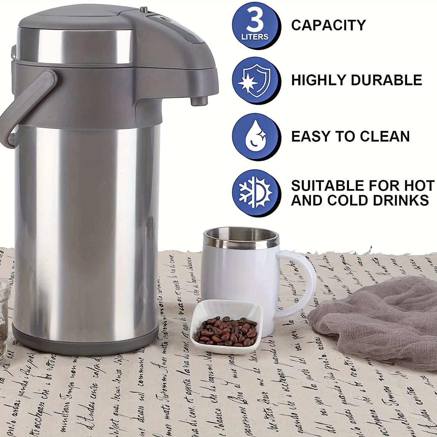 101 Oz Airpot Thermal Coffee Carafe - Insulated Stainless Steel