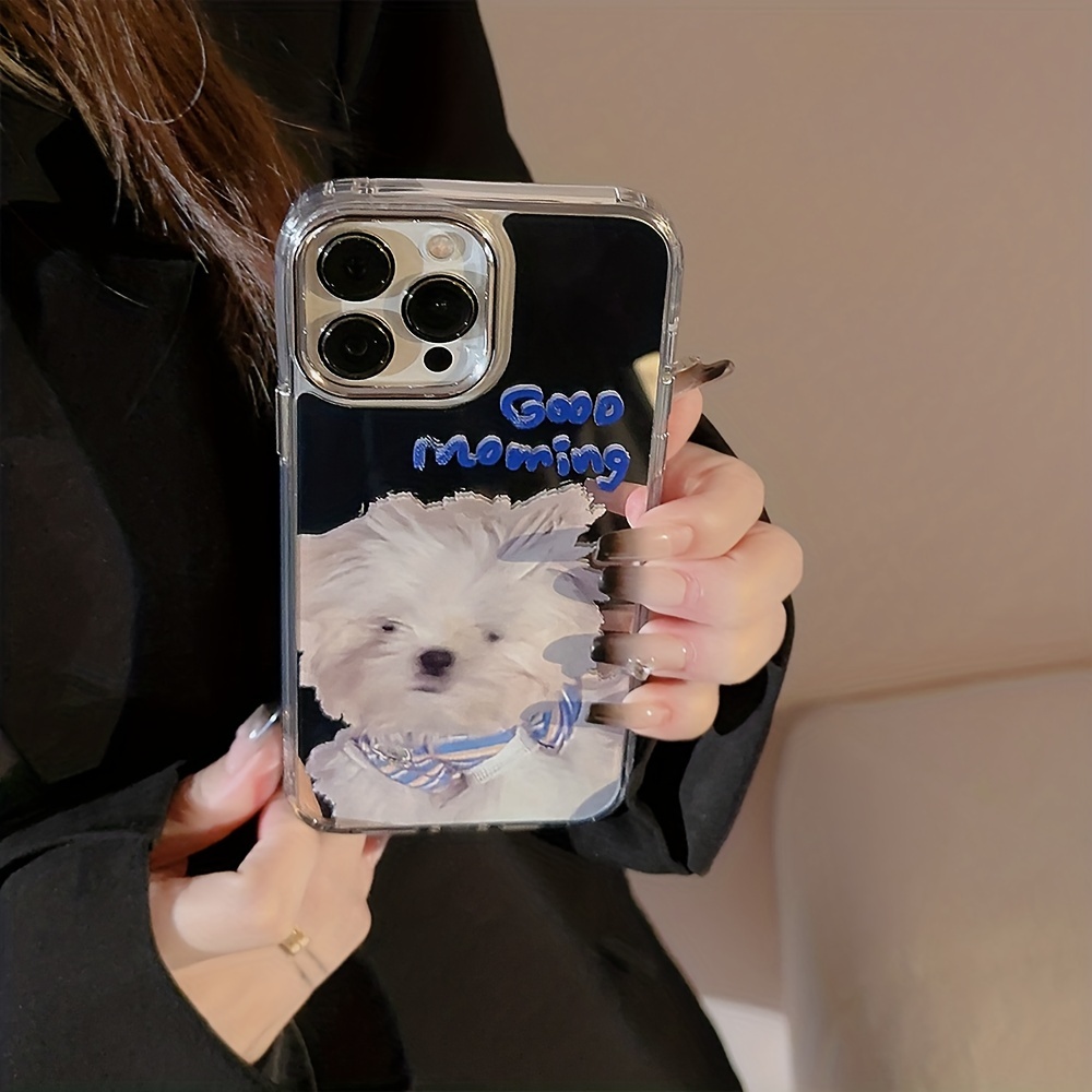 Electroplated Mirror Messy Dog Cartoon Graphic Phone Case Temu