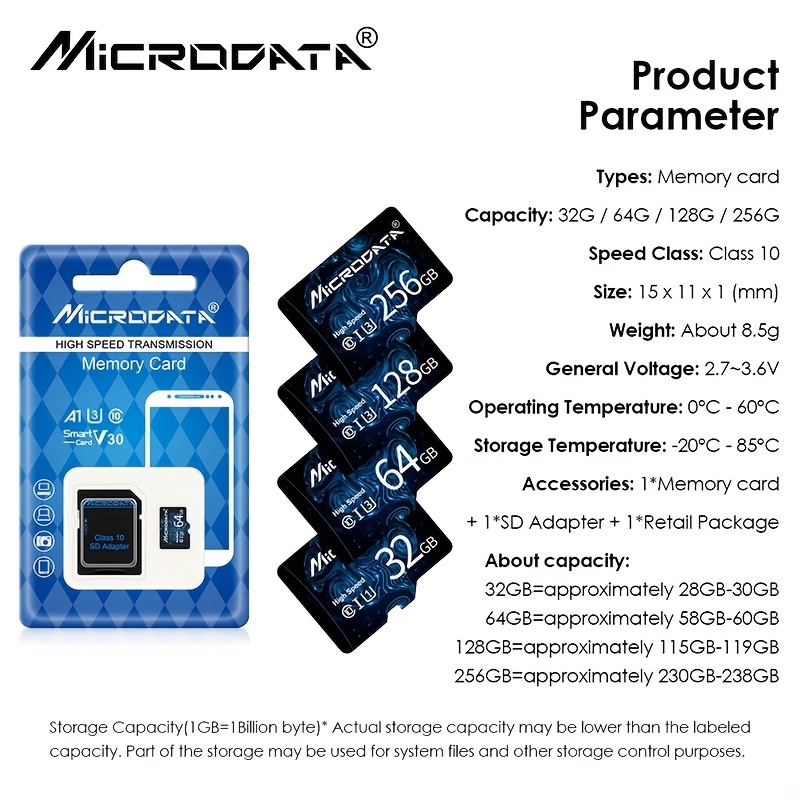 Micro Tf carte SD 32 Go SDHC Classe 10 carte mémoire haute - Temu France
