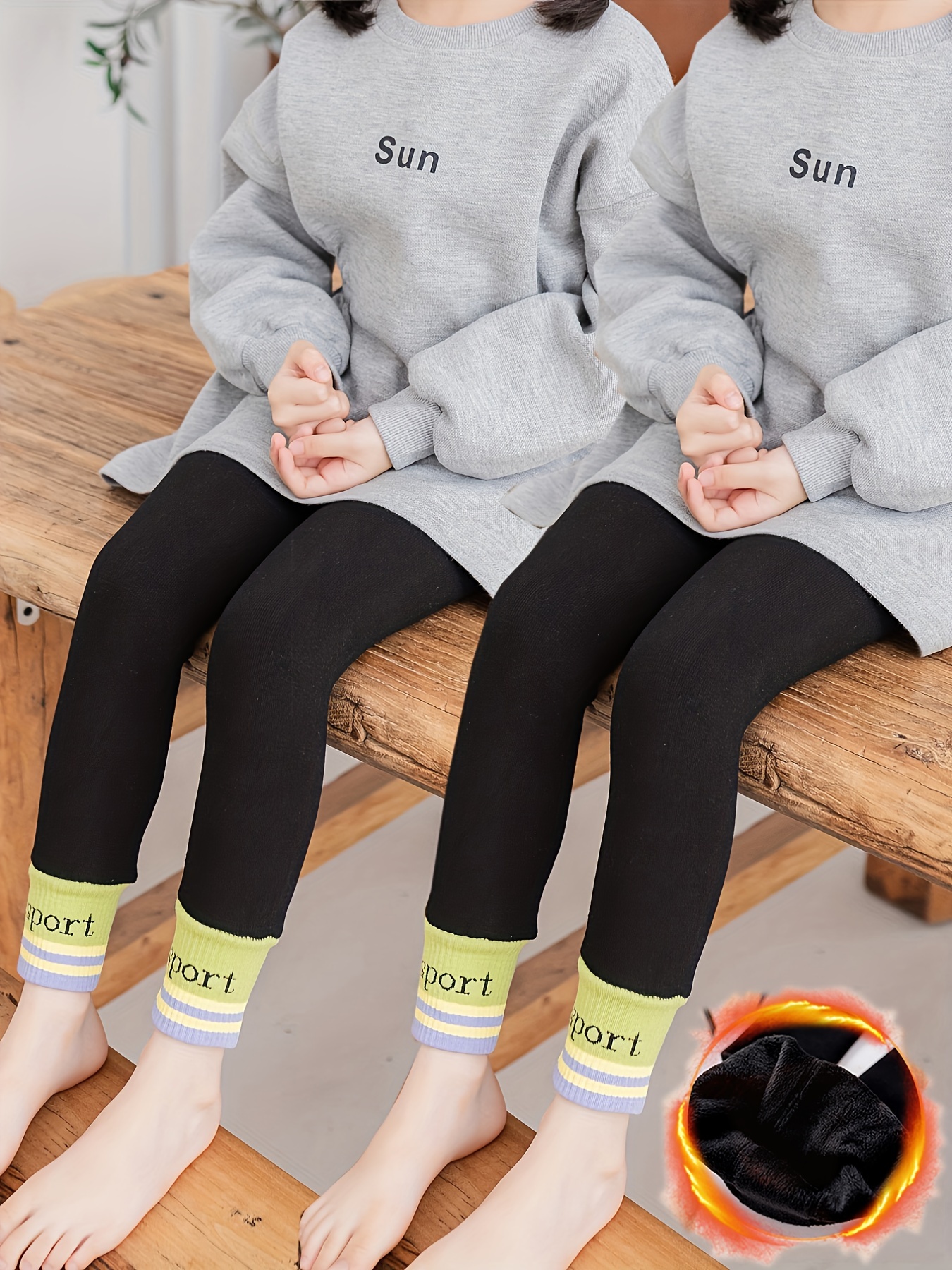 Girls' Fleece Warm Jogger Leggings Trendy match Stretch - Temu