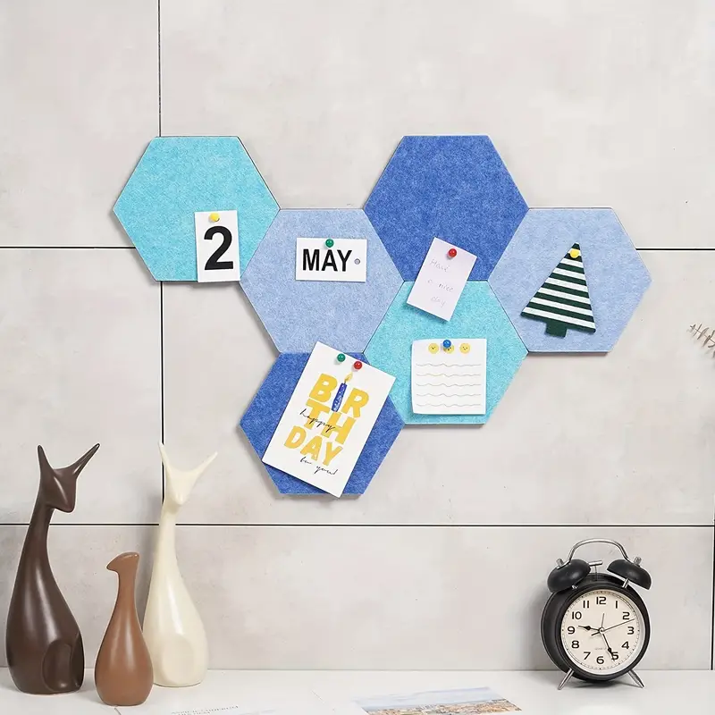 6pcs Felt Board Tiles, Hexagon Bulletin Board, Self Adhesive Pin Board For  Wall Decor, Memo Board Notice Board For Classroom,Office ,Home