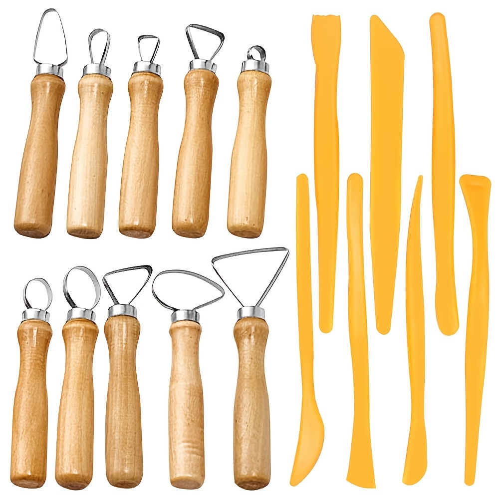 30pcs, Pottery Tools Kit, Polymer Clay Tools, Modeling Clay Sculpting Tools  Kit, Ceramics Tools, For Trimming Embossing, Smooth Wooden Handle