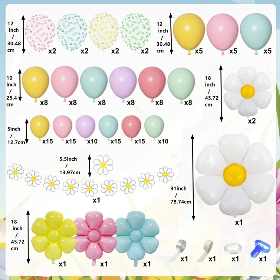 Daisy Balloon Garland Arch Set White Funky Flowers Pastel - Temu