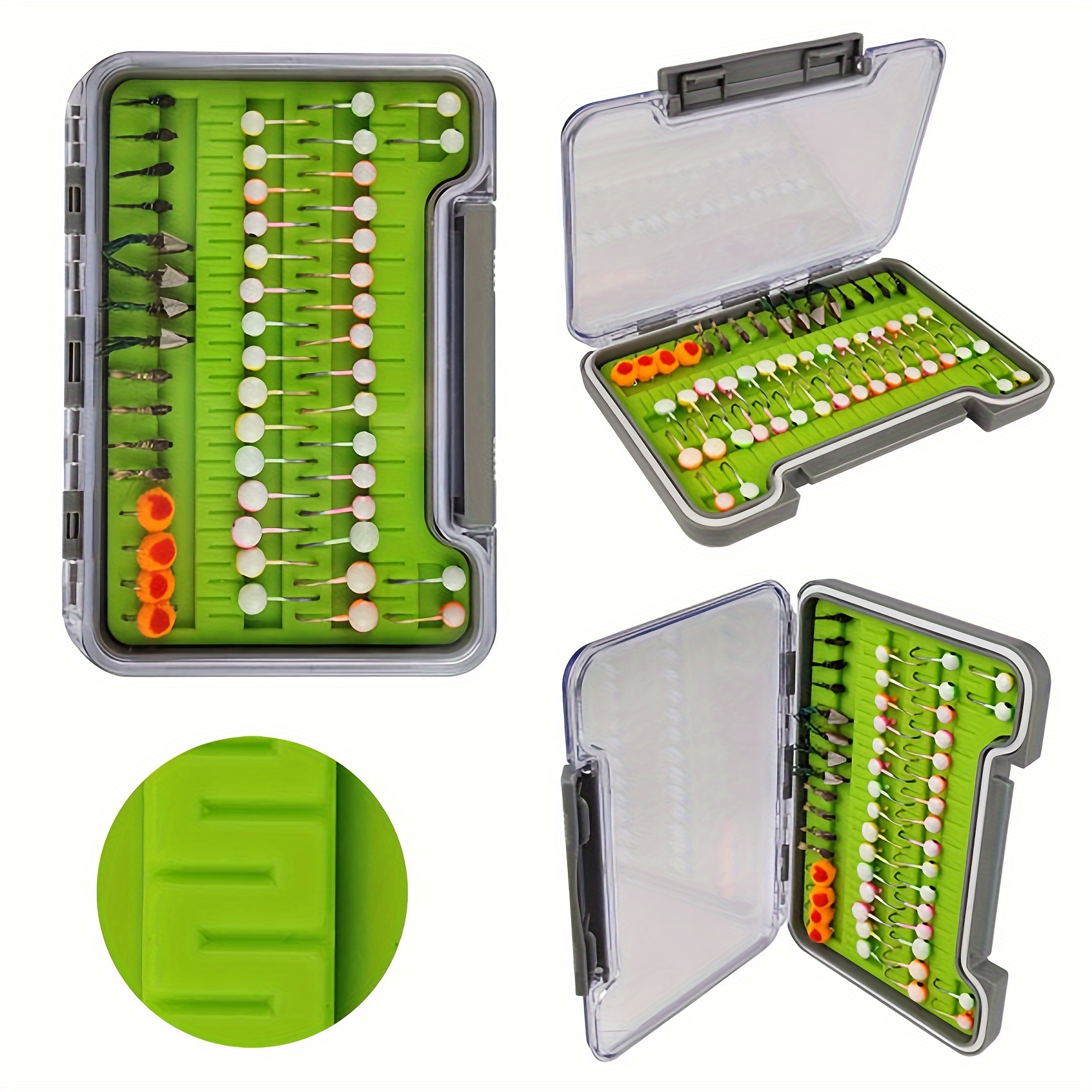 * Waterproof Silicone Pad Foam Fly Fishing Box, Transparent Fishing Box,  Fishing * Storage Box