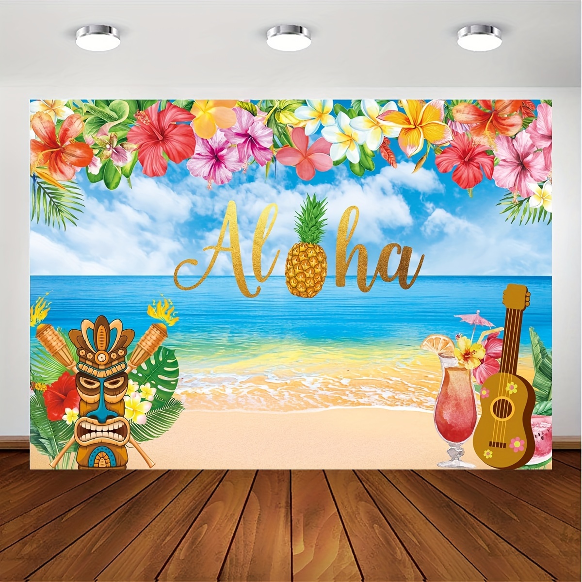 Summer Aloha Luau Party Backdrop Tropical Hawaiian Beach - Temu