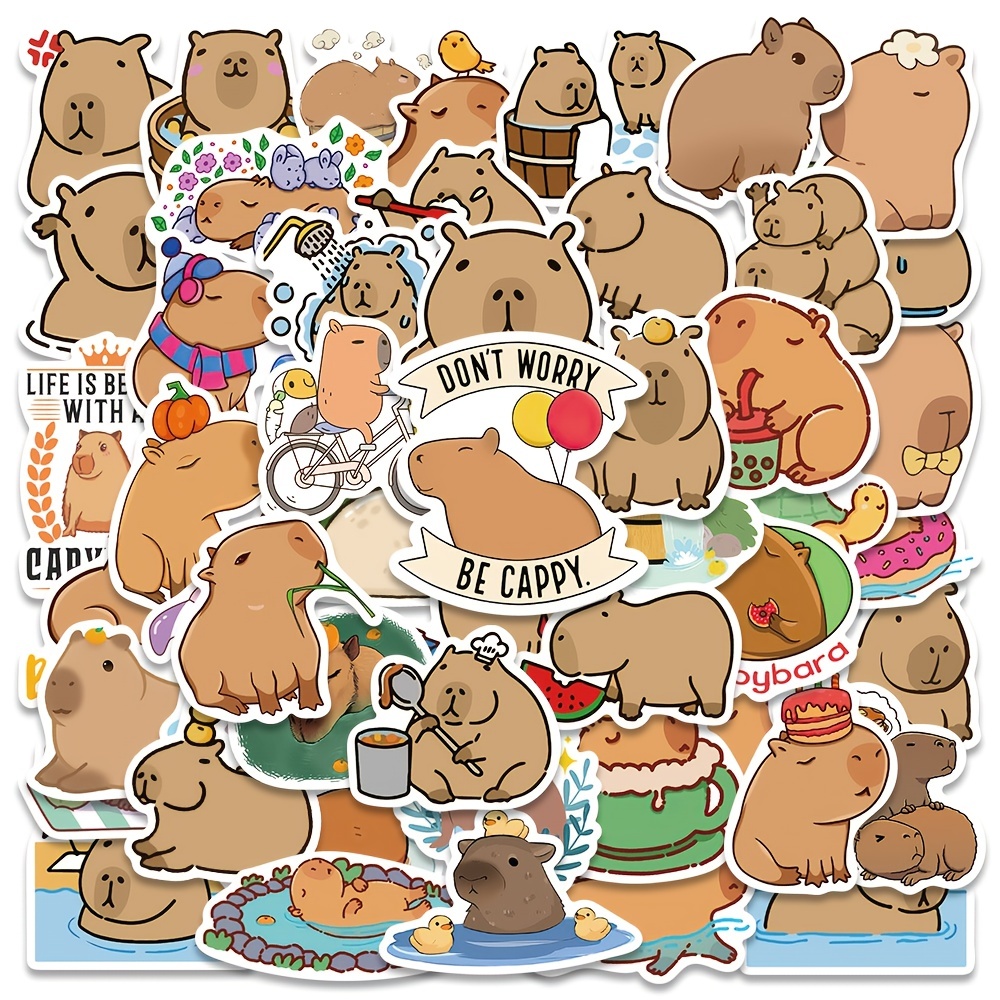 100pcs Adesivi Kawaii Capybara Adesivi Marroni Carini - Temu Italy