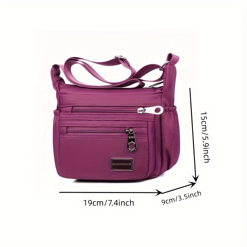 casual nylon crossbody bag multi zipper shoulder bag simple messenger bag for women details 2