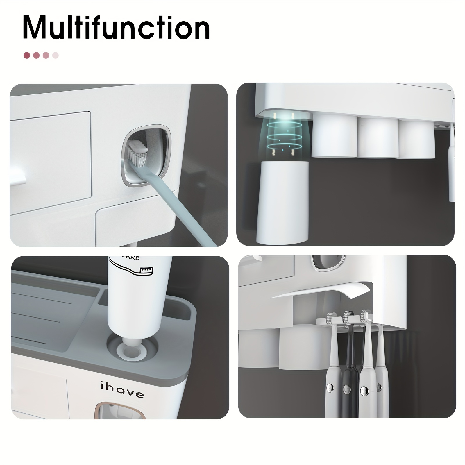 Toothbrush Holder with Gargle Cup Toothpaste Dispenser