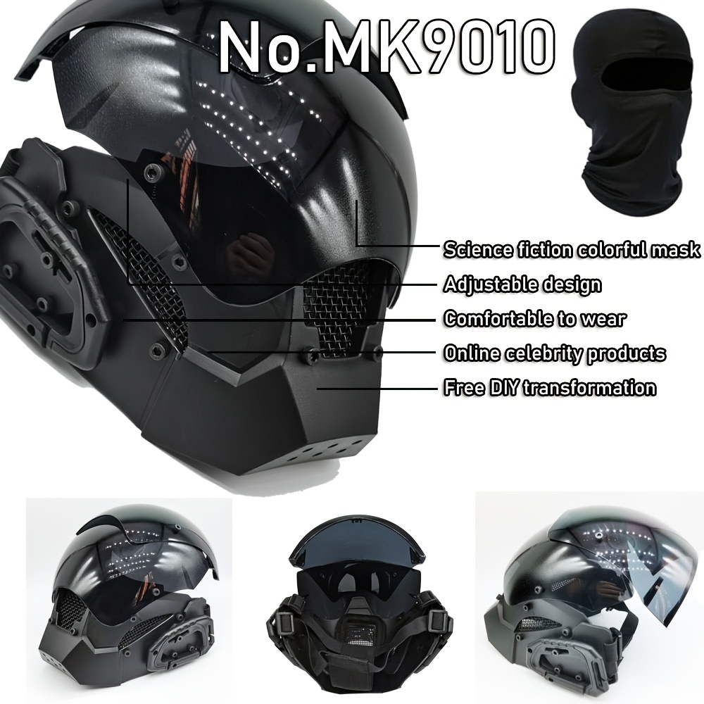 Halloween Cosplay Props Carbon fiber Full Face Mask Dance Party Prom Mask  Black