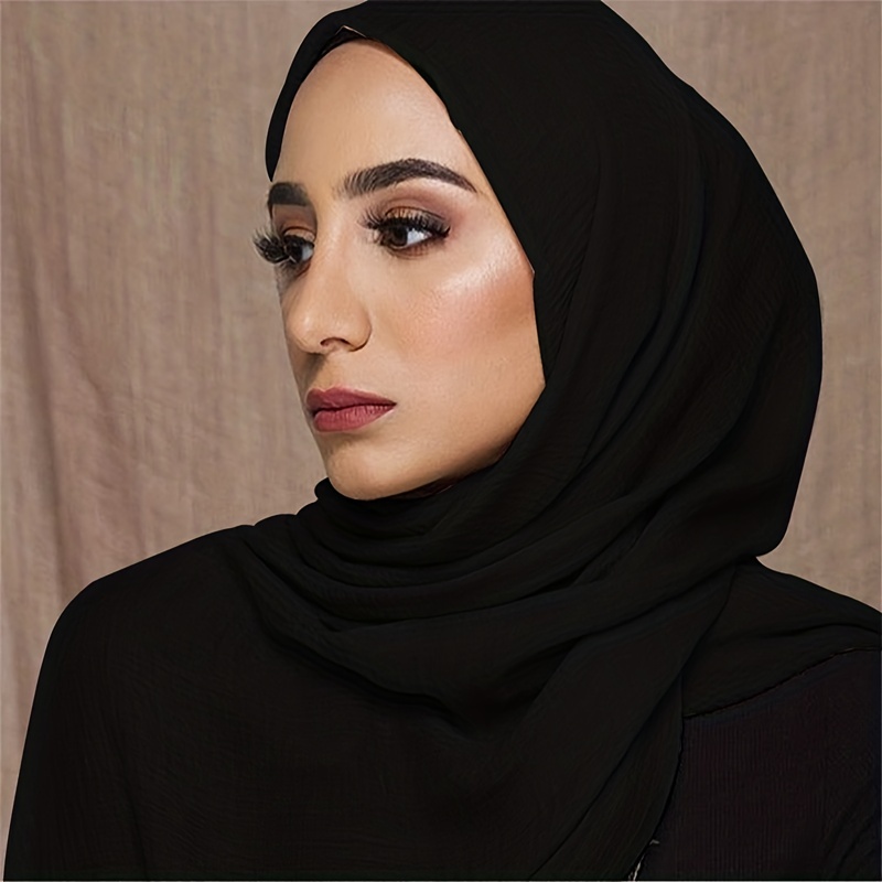 Solid Color Jersey Hijab Women Thin Breathable Scarf Long - Temu