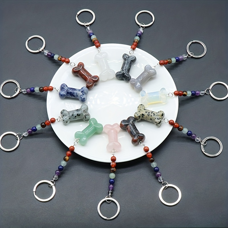 Natural Crystal Mushroom Chakra Keychain Rainbow 7 Chakras - Temu