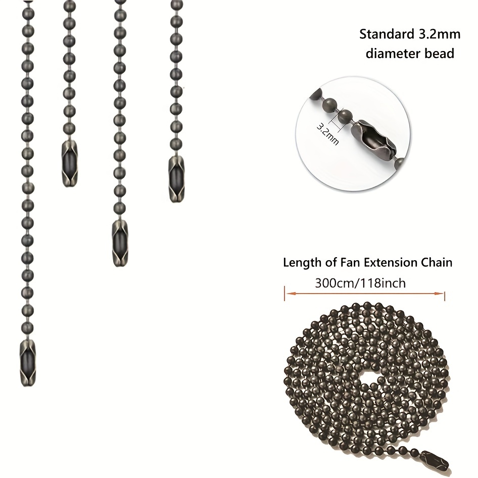 4.5mm Diameter Beaded roller Stainless Steel pull chain extension