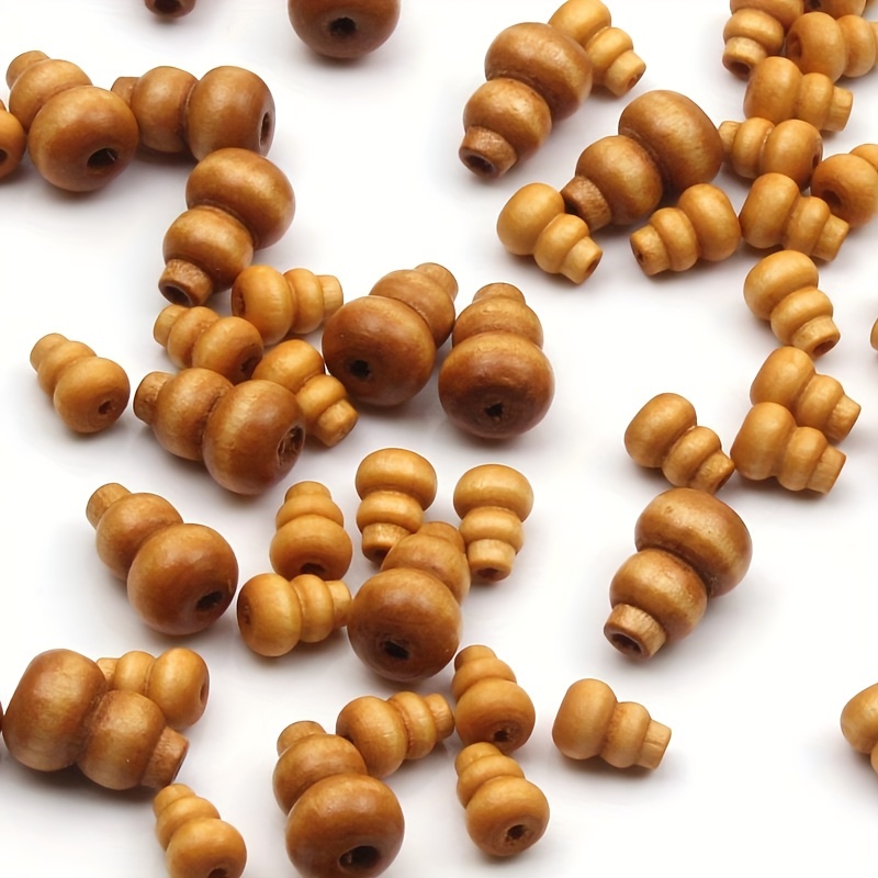 

50pcs 7-15mm Gourd Shaped Wooden Beads For Diy Bracelet Necklace Jewelry Making Accessories