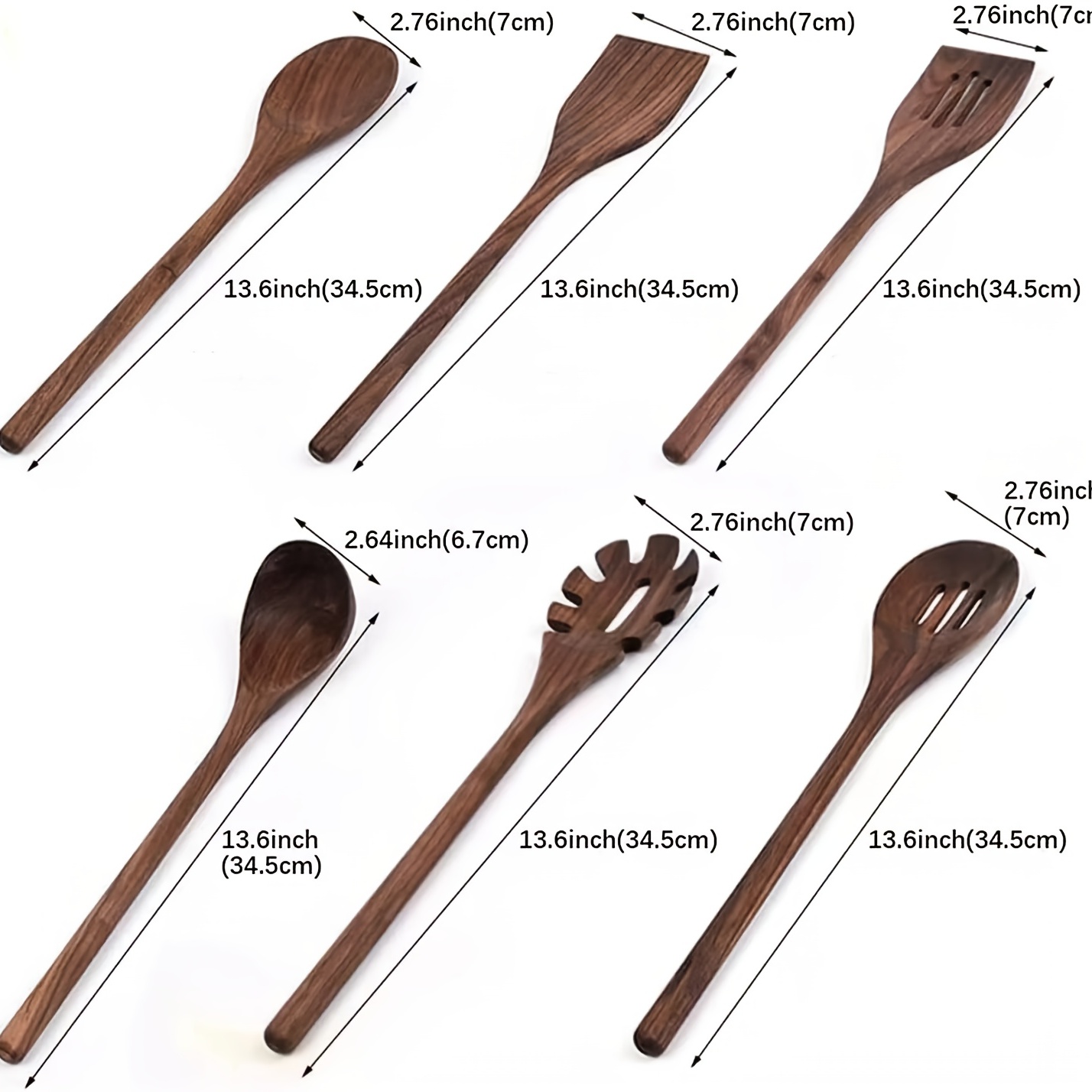 Dark Brown Walnut Small Spatula, Long Handle Wood Spatula