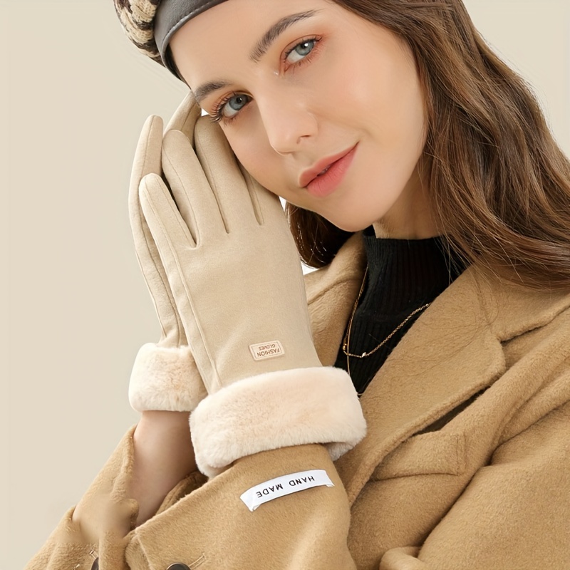 Guantes de invierno para mujer, cómodos, de felpa, cálidos, gruesos, a  prueba de frío, para conducir al aire libre, guantes de pantalla táctil a