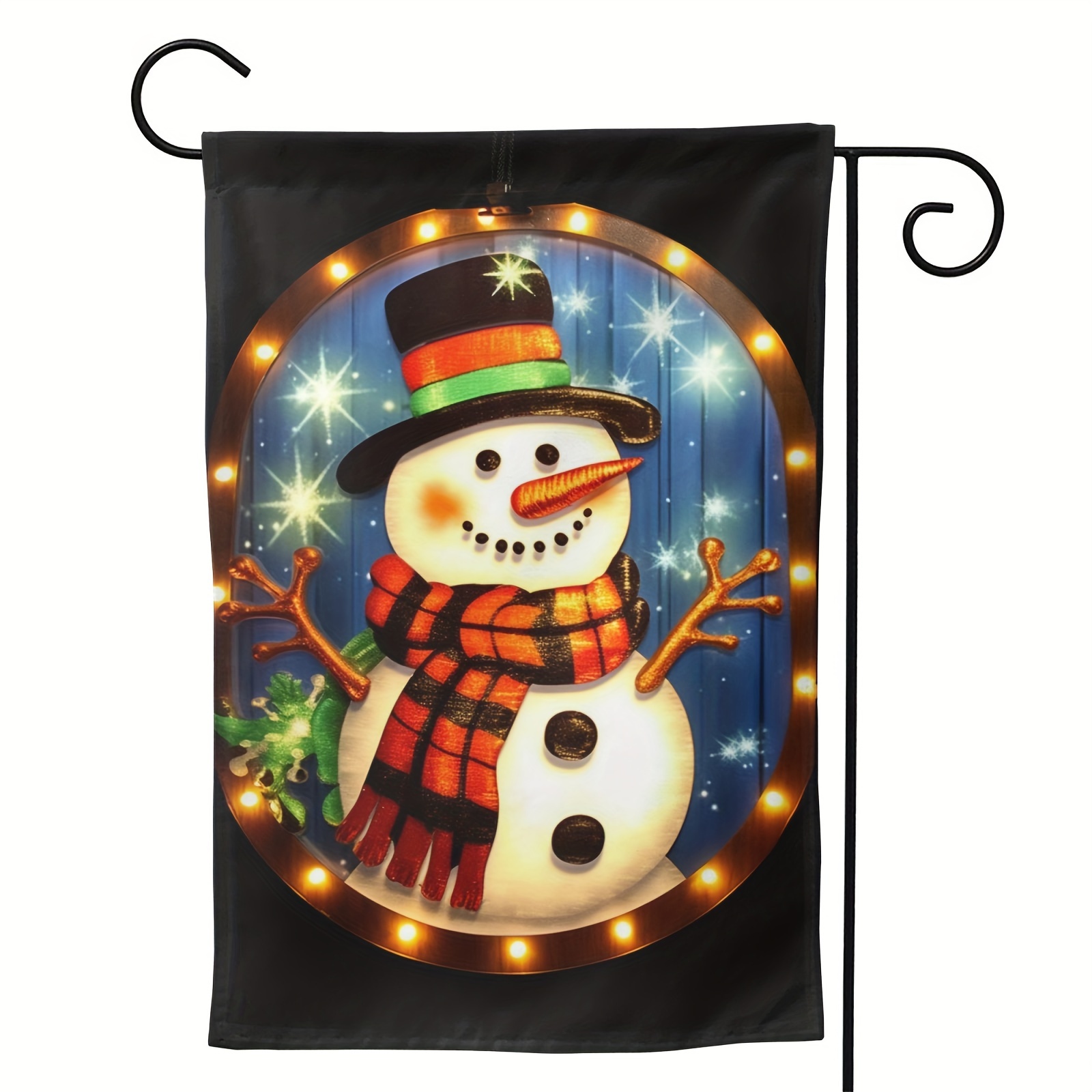 

1pc, Lighted Winter Garden Flag For Outside, Snowman Garden Flag, Winter Yard Flag, Winter Garden Flags, Double Sided For Outdoor Yard Garden Lawn Decoration