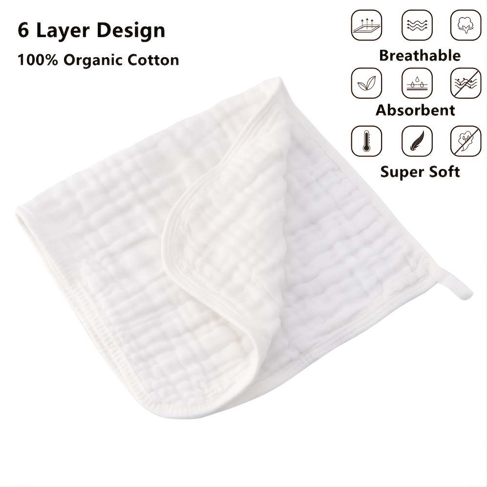 6 layer Soft Absorbent Muslin Burp Cloths Cotton Hand - Temu