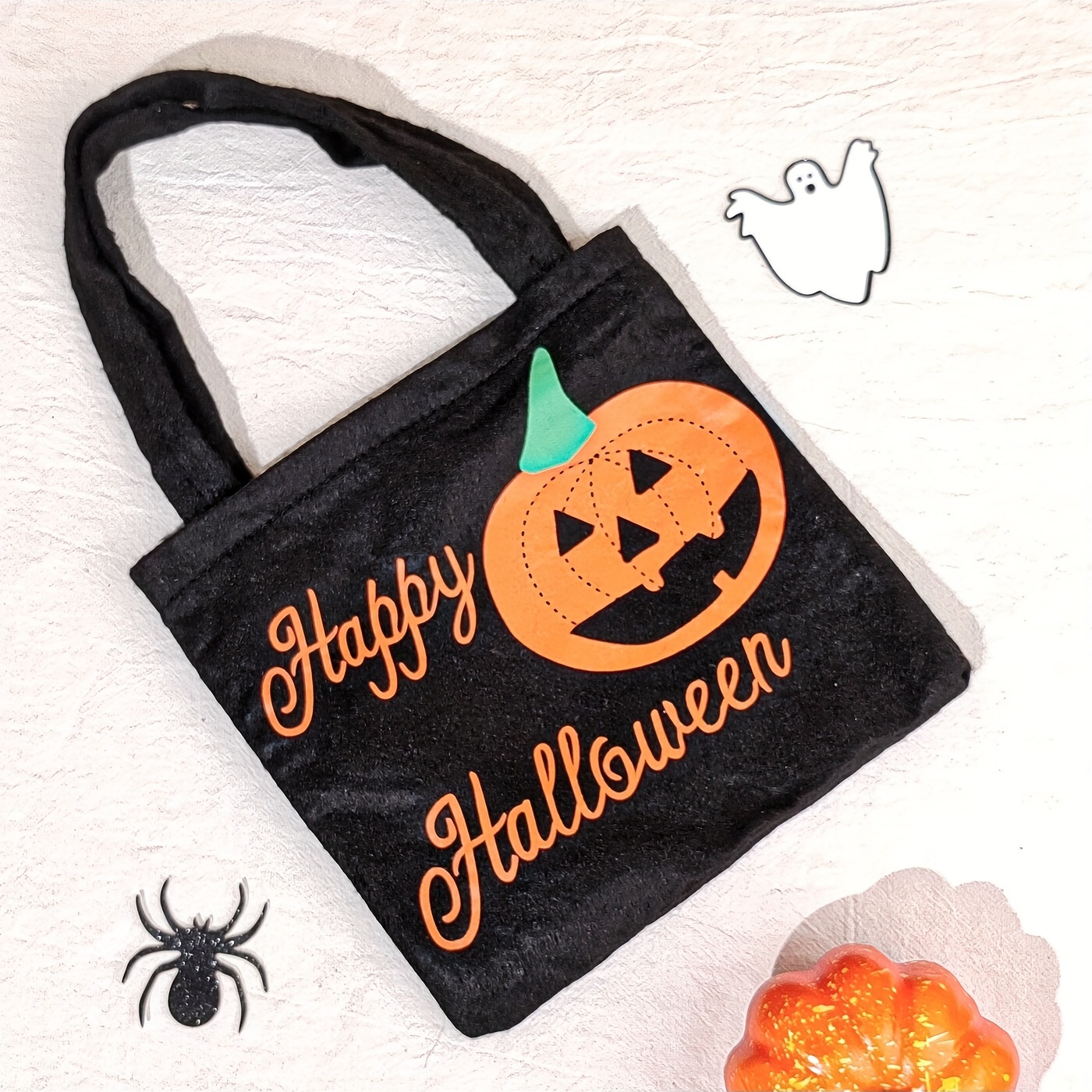 Halloween Candy Bag Non Woven Pumpkin Handbag Party Decoration