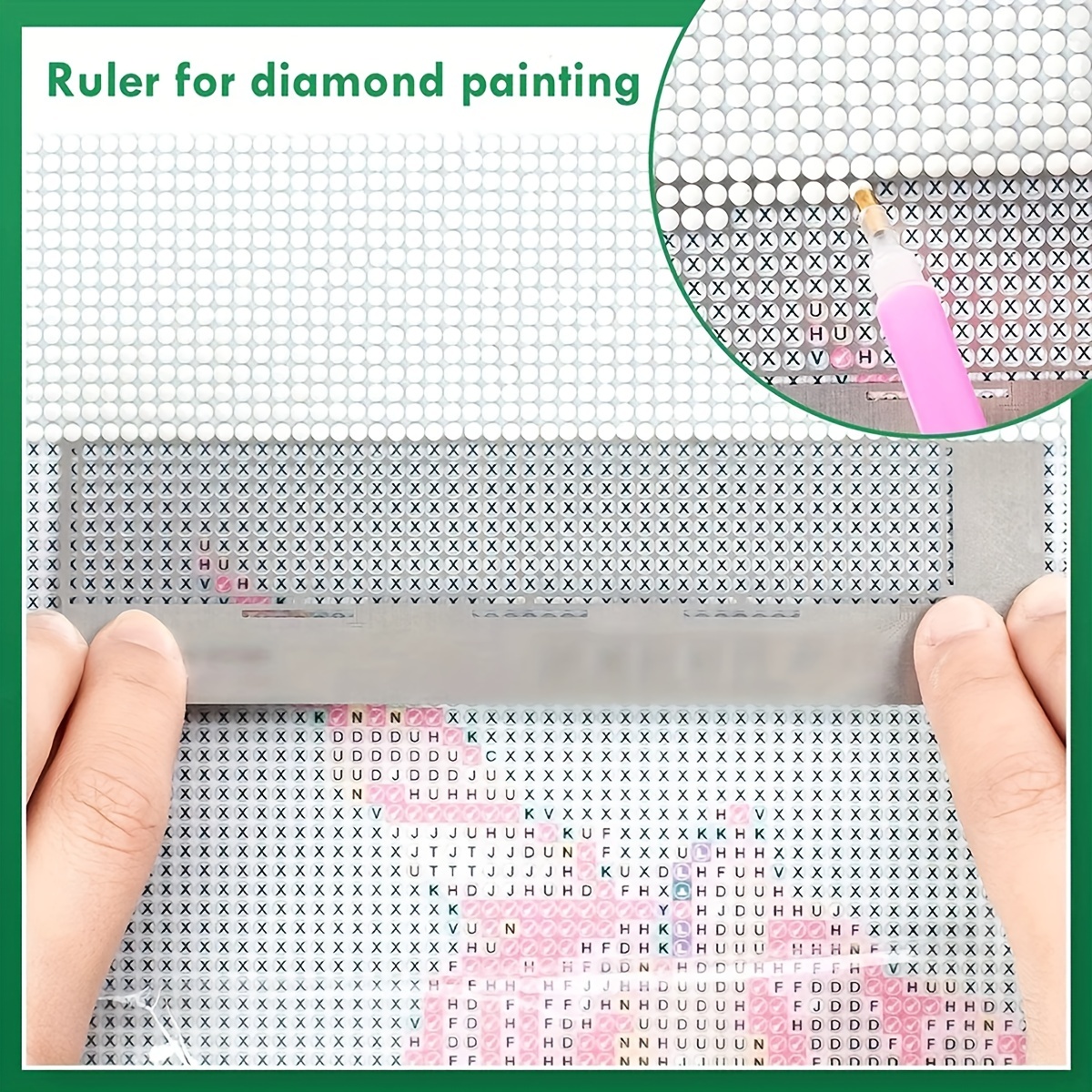 1 Piece Synthetic Diamond Painting Ruler Stainless Steel Diamond Mesh Ruler  5D Diamond Ruler Tool 216,408,1020 Blank Mesh, Double Row 432 Hole Square  Square, Diamond Painting Fixed Position Tool DIY Diamond Painting