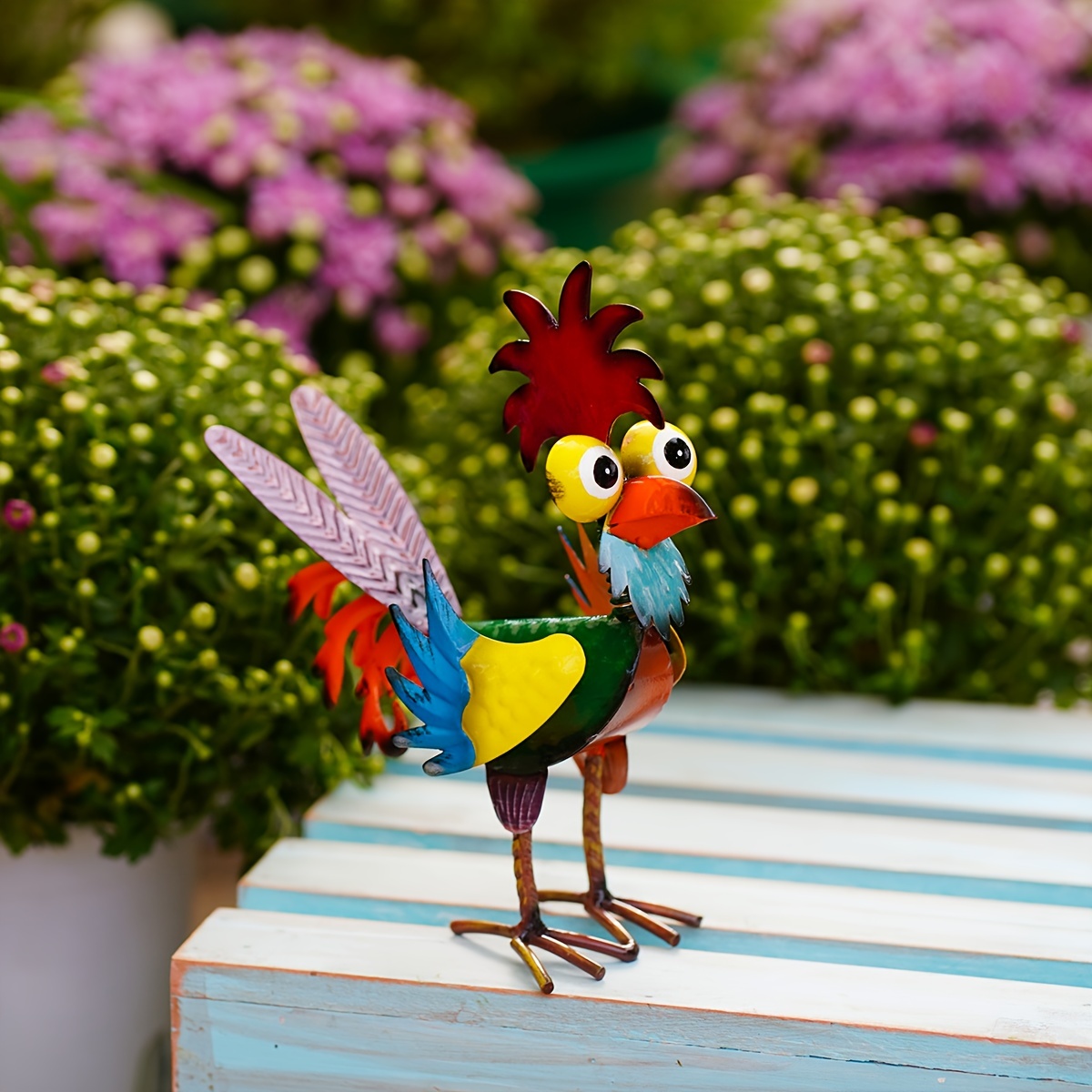 Poulailler Art métal décoratif jardin Pile - poule et poussin silhouette  statue décoration de jardin créatif, terrasse, cadeau de poulet en plein  air - 4pcs animal Lawn decor