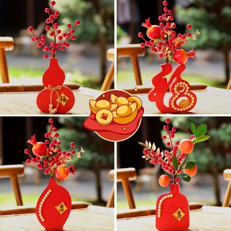 1pc 2023 Chinese New Year Spring Festival Decor, Lunar New Year Simulated  Flower Vase Ornament, Seasonal Decor