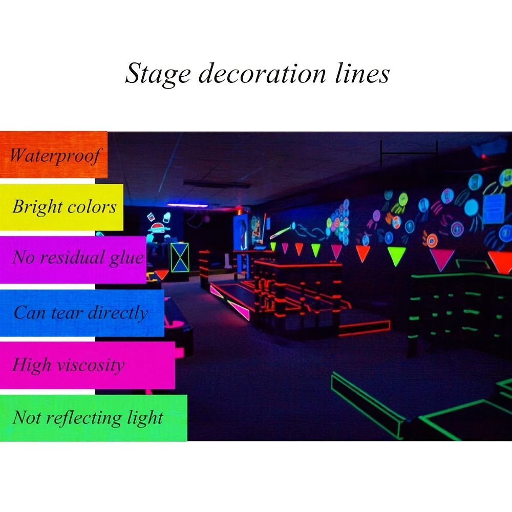 6 Farben Neon Gaffer Stoffband, Fluoreszierendes UV Schwarzlicht Leuchten  im Dunklen Klebeband für UV Party 15mm * 5m