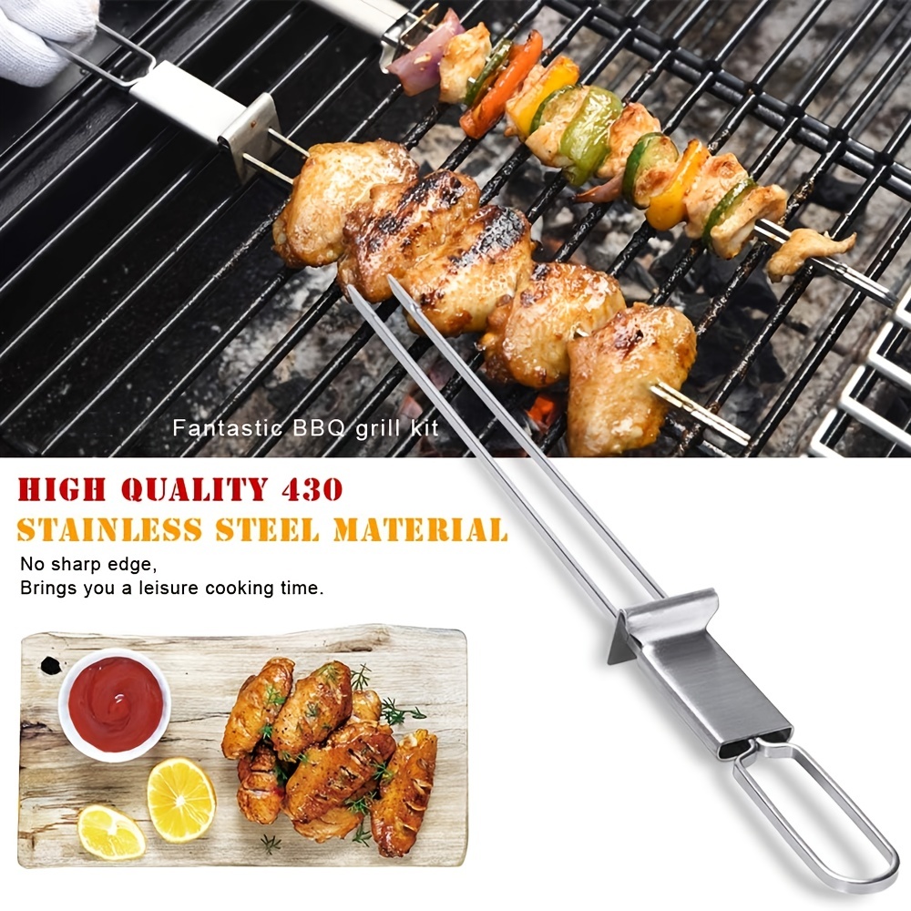 Double Skewers 2 Stainless Steel Skewers For Bbq Grilling - Temu