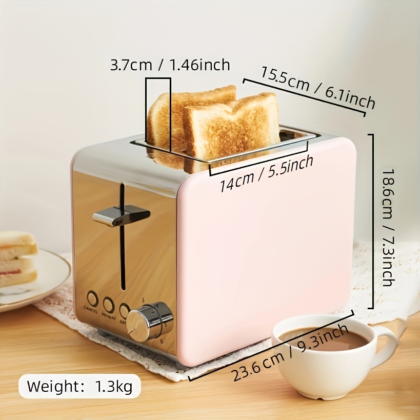 Toaster 2 Slice Small Compact Electric Bread Black Tosterster,KOTIAN 6  Toast Settings Cancel Reheat Defrost Functions, Removable Crumb Tray, 800W