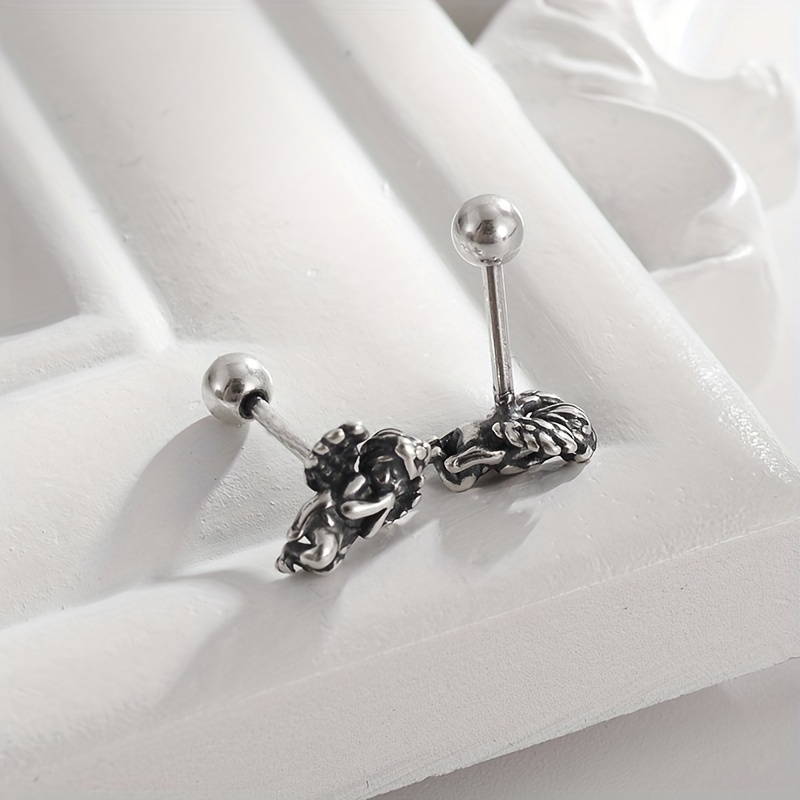 Men's Gothic Angel Stud Earrings, Party Jewelry