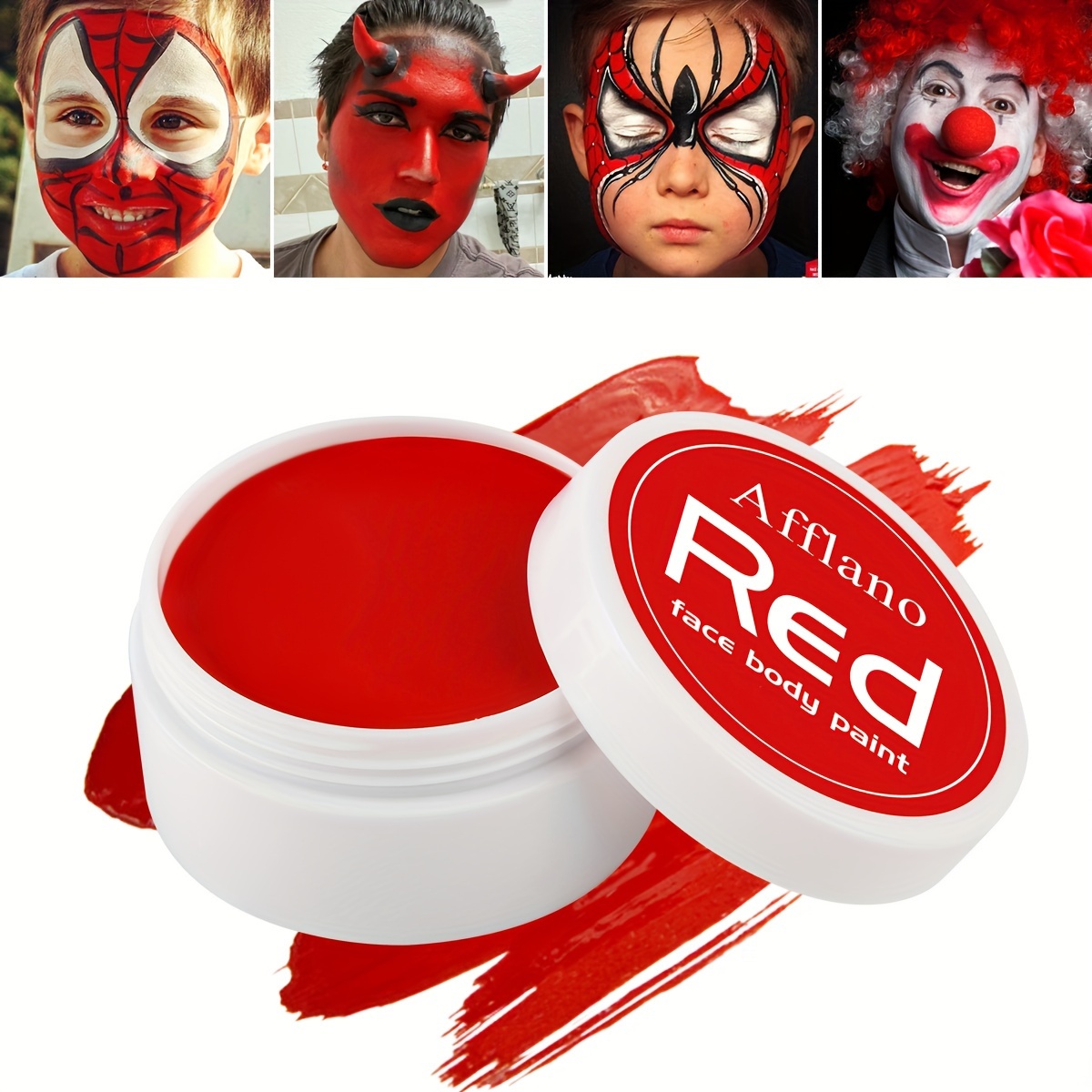 DE'LANCI Black White Red Face Body Paint, Face Painting for
