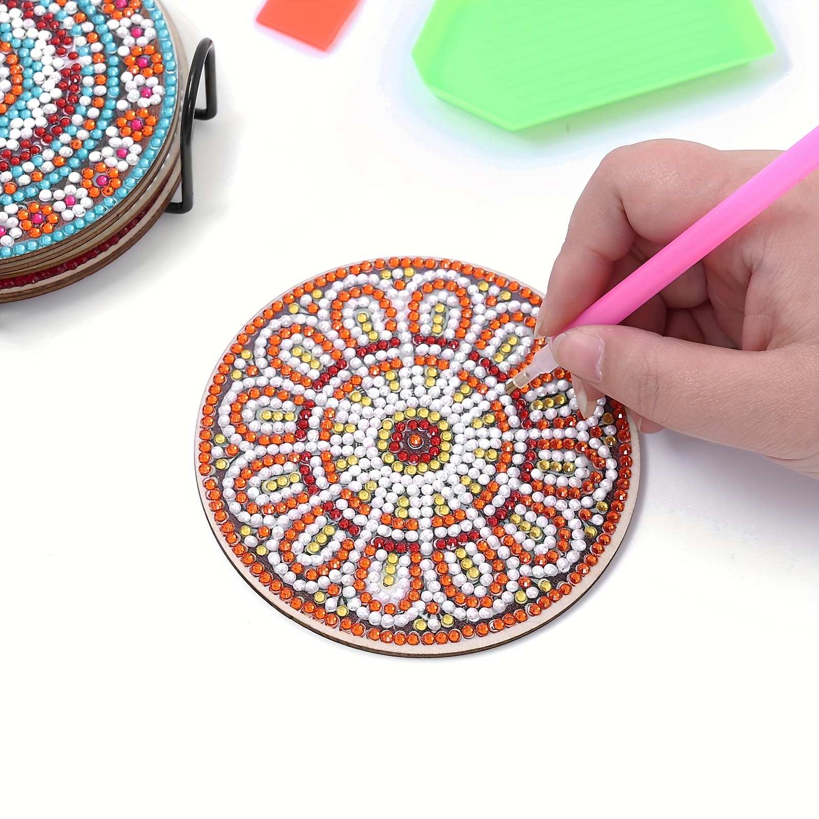  8 PCS Diamond Painting Coasters kit with Holder-Colorful Tree  Diamond dot Art Coasters for Adults Kids Beginners,DIY Art and Crafts Gift  : Electronics