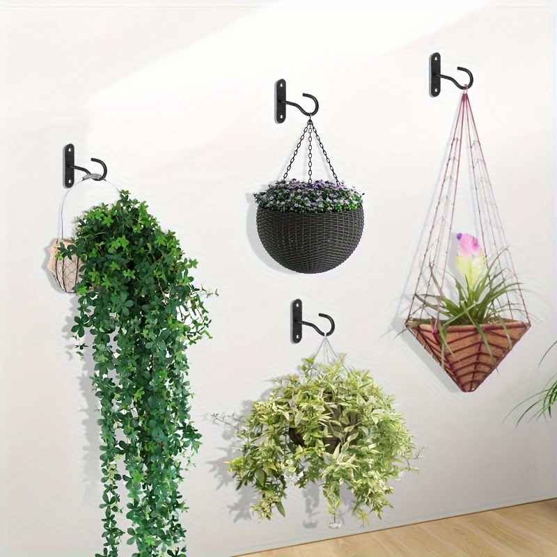 Black Ceiling Hooks for Hanging Plants, 4 Set Plant Hooks for Hanging  Baskets Black Ceiling Hook Outdoor Plant Hanger Wall Mount Ceiling Hooks  Wall