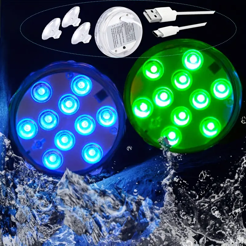 1pc Lumières LED Submersibles Avec Charge USB De Type C - Temu Belgium