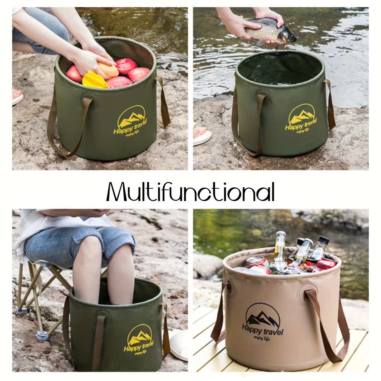 AUTODECO Collapsible Bucket 5 Gallon Container Folding Water Bucket  Portable Wash Basin for Camping Fishing Travelling Outdoor G