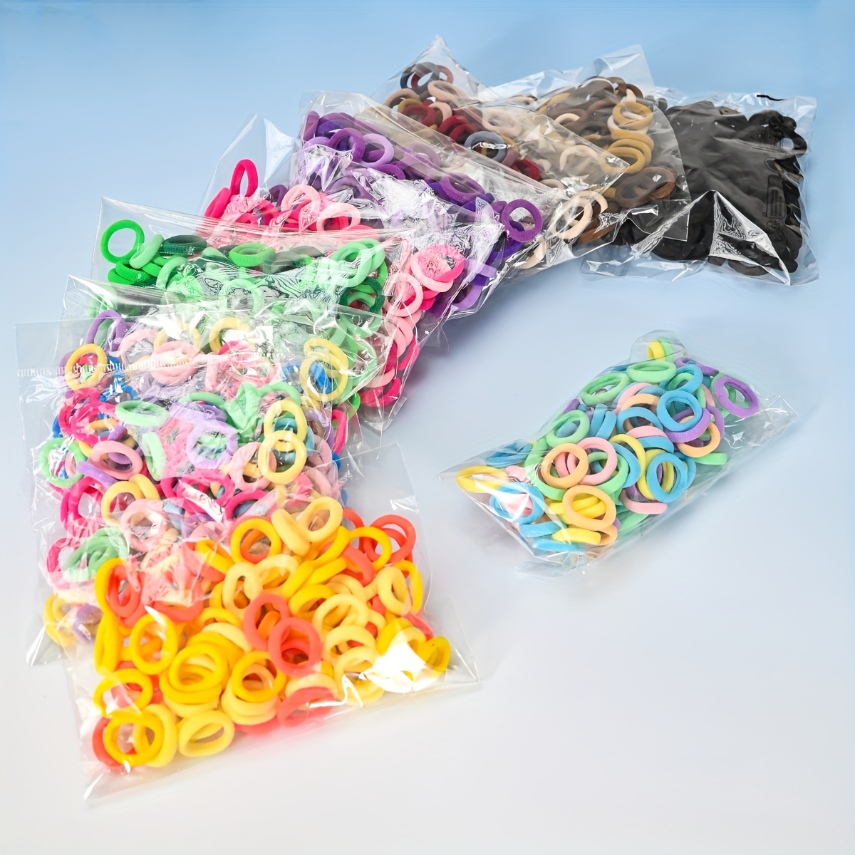 Solid Color Hair Ties Seamless Small Thick Stretchy Rubber - Temu