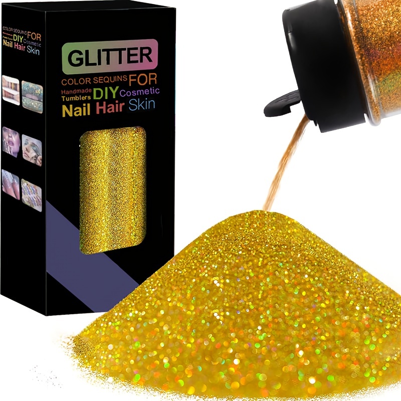 Sparkling Golden Silver Resin Filling Holographic Glitter - Temu