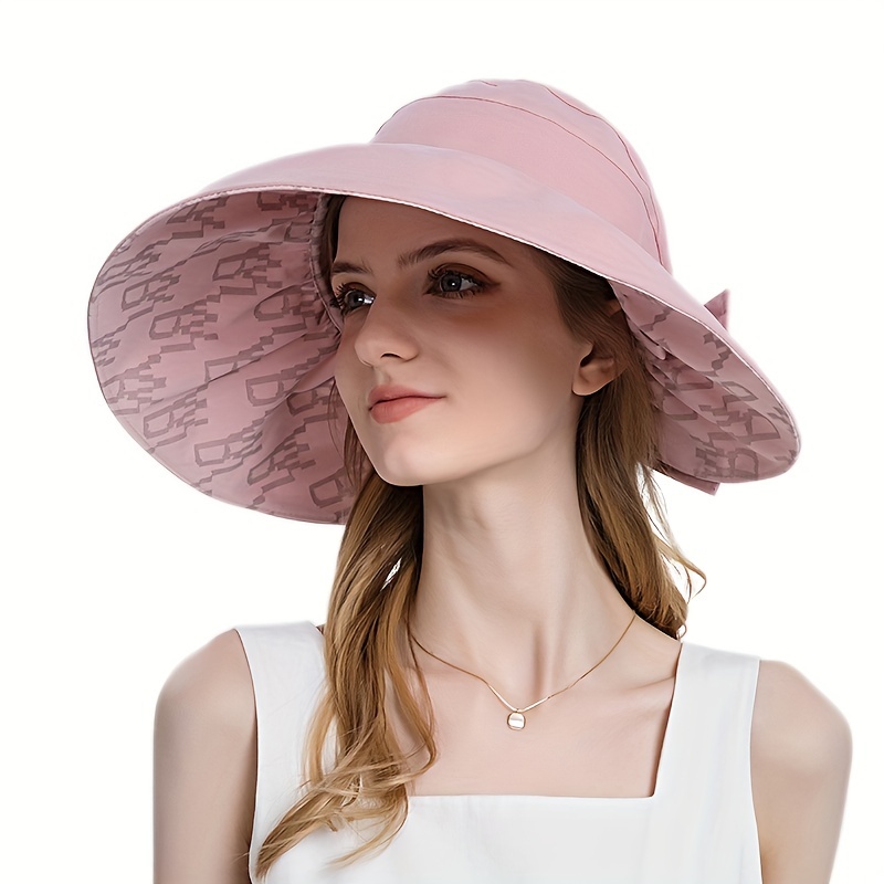  Sombrero plegable para mujer con visera con lazo