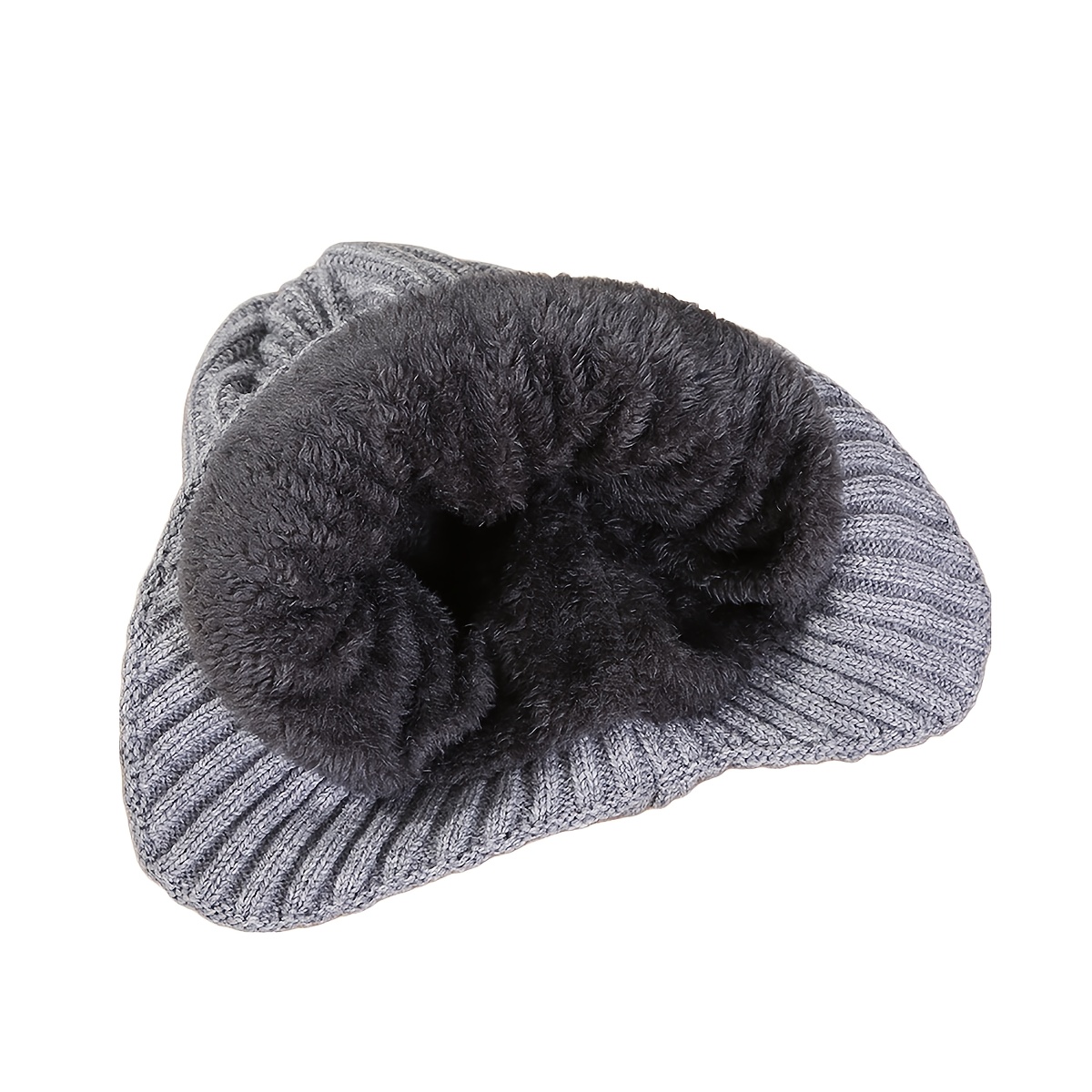 Winter Outdoor Ear Protection Plus Velvet Knitted Hat Solid Windproof Thickened
