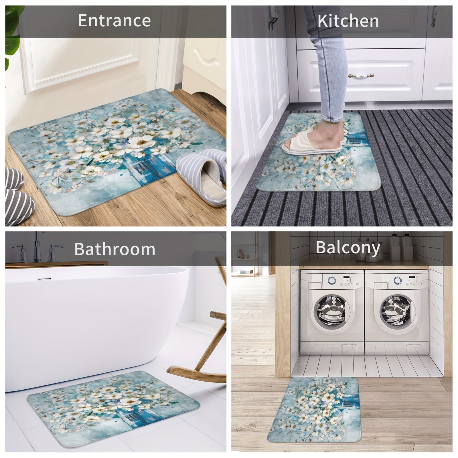 Anti-fatigue Kitchen Mat, Kitchen rugs Absorbent Washable Laundry Room  Carpet, Bathroom Non Slip Entrance Doormats, Home Floor Mat, Balcony  Bedroom Bedside Runner Rugs - Temu