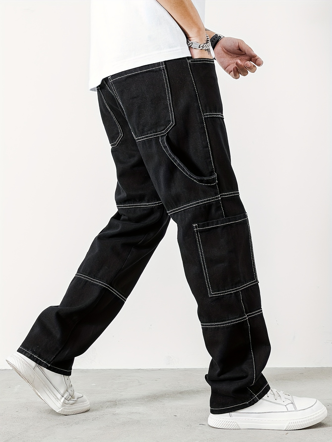 Pocket Men's Straight Leg Cargo Pants Loose Trendy Outdoor - Temu Canada