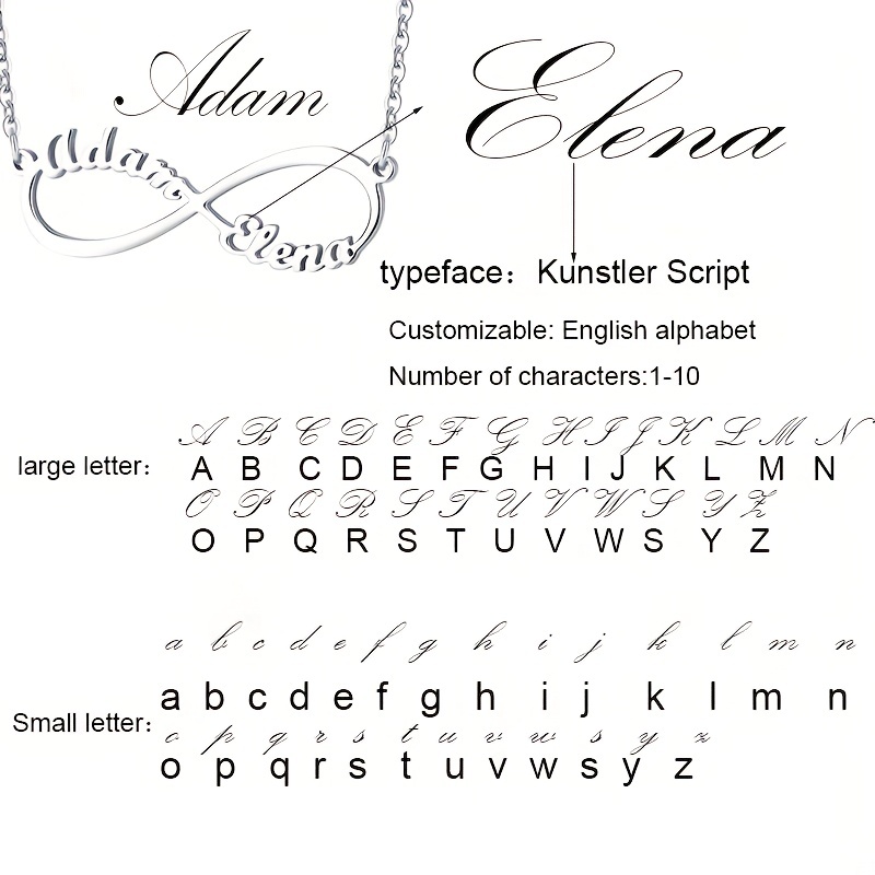 Custom Infinite Love Necklace with 2 Names & Sign, 5 Fonts