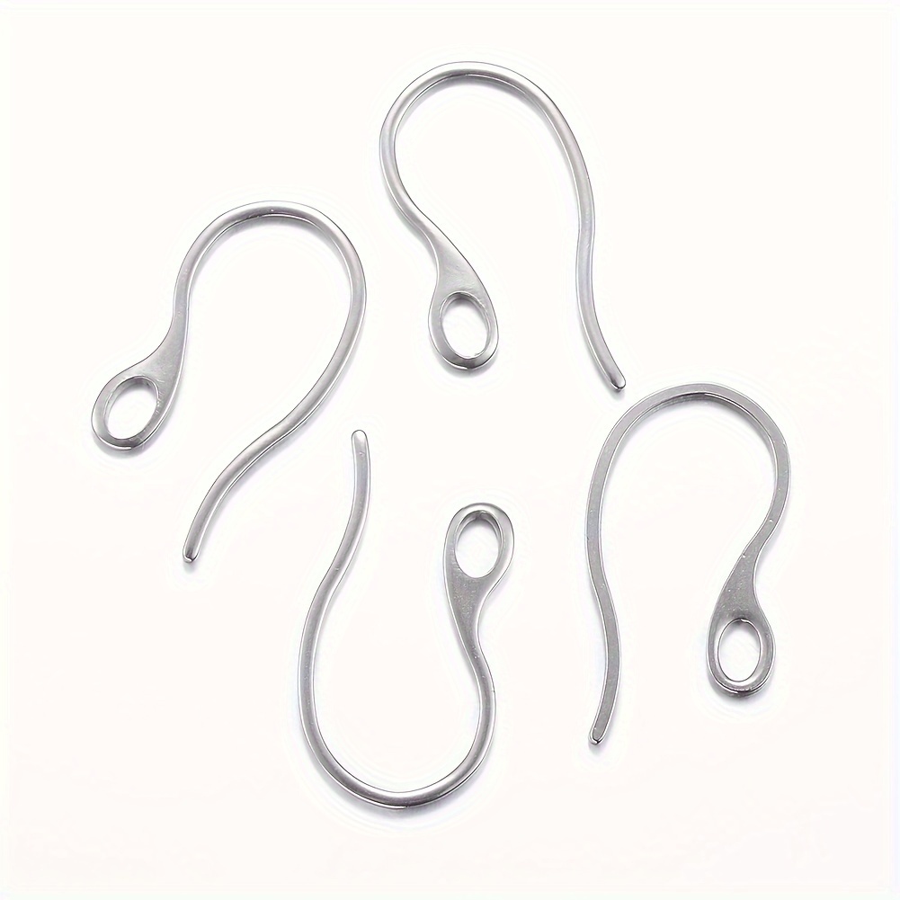 200Pcs 304 Stainless Steel Earring Hooks Ear Wire with Horizontal Loop  17x22mm