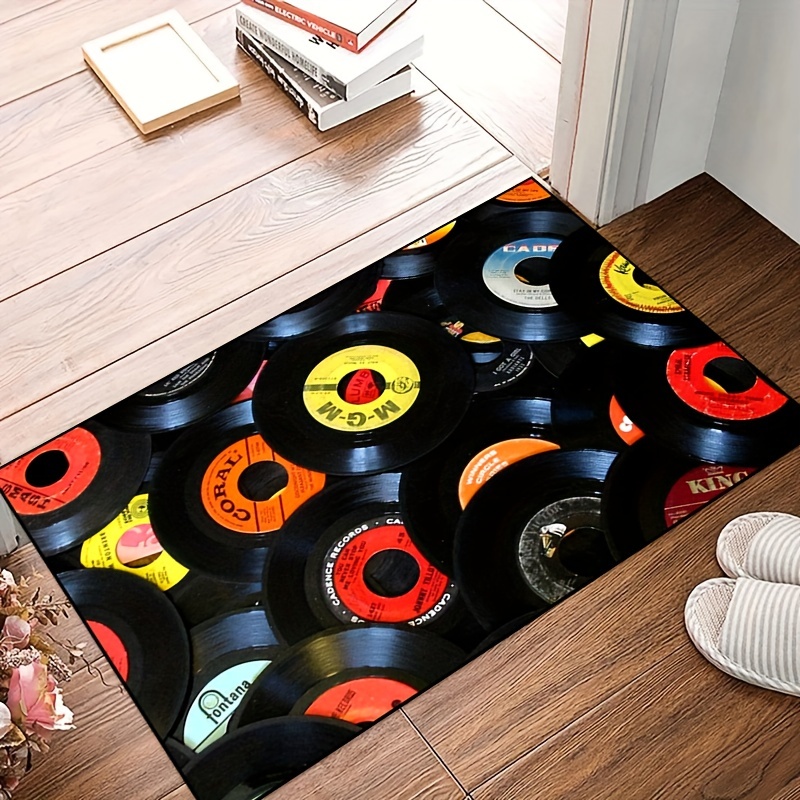 Retro Colored Vinyl Records Music Background Area Rugs Living Room Floor  Mat Rug